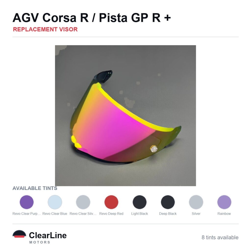 AGV Corsa R / Pista GP R / Pista GP RR Replacement Visor — Iridium, Smoke, Clear Tints