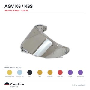 AGV K6 S / K6 Replacement Visor — Iridium, Smoke, Clear Tints