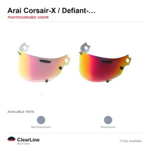 Arai Corsair-X / Defiant-X / Quantum-X / QV-Pro & more Photochromic Visor — Auto-Tint Day & Night