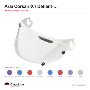 Arai Corsair-X / Defiant-X / Quantum-X / QV-Pro & more Replacement Visor — Iridium, Smoke, Clear Tints