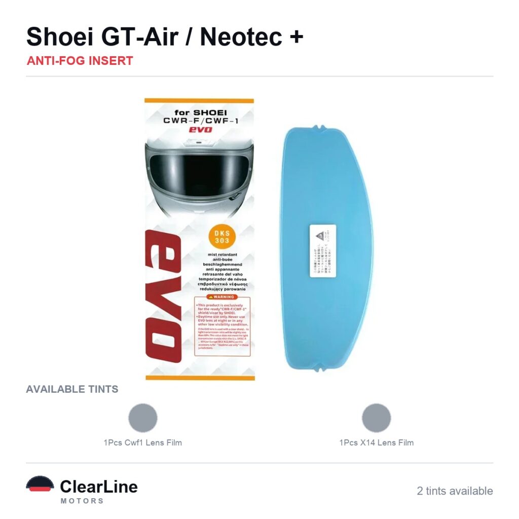 Shoei GT-Air / Neotec 2 / Neotec / X-14 & more Anti-Fog Insert