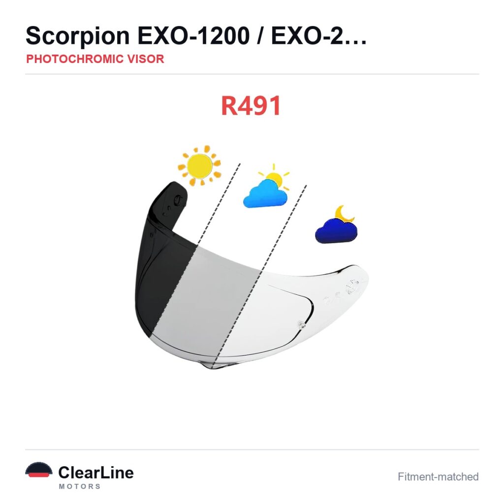 Scorpion EXO-1200 / EXO-2000 Air / EXO-390 / EXO-410 & more Photochromic Visor