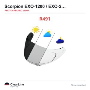 Scorpion EXO-1200 / EXO-2000 Air / EXO-390 / EXO-410 & more Photochromic Visor
