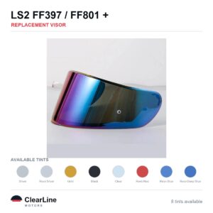 LS2 FF397 / FF801 / Vector Replacement Visor — Iridium, Smoke, Clear Tints