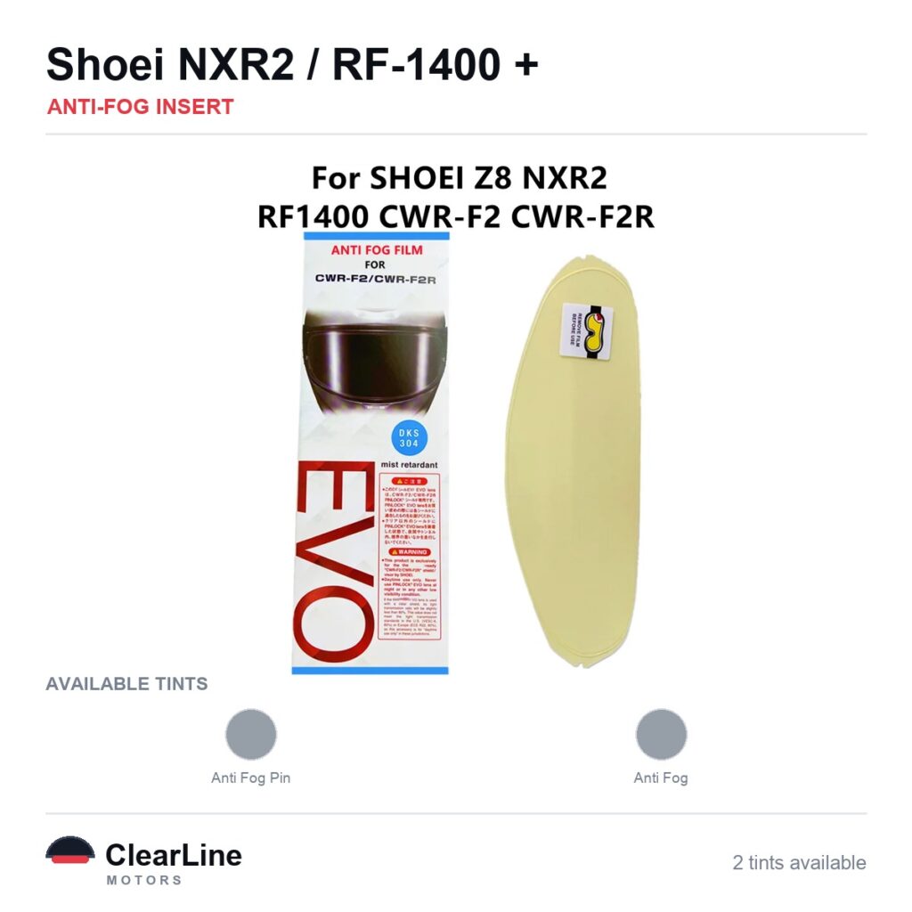 Shoei NXR2 / RF-1400 / X-15 / X-SPR Pro & more Anti-Fog Insert