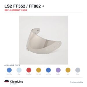 LS2 FF352 / FF802 / Flash / Rookie Replacement Visor — Iridium, Smoke, Clear Tints