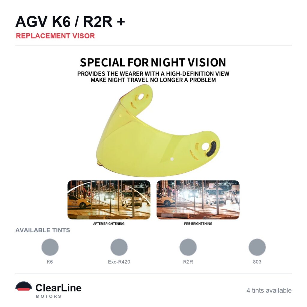 AGV K6 / KYT R2R / MT V-14 & more Replacement Visor