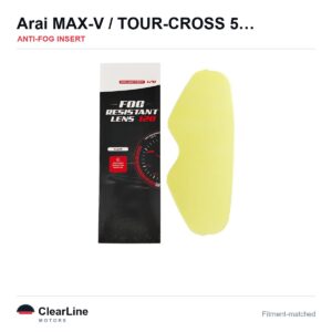 Arai MAX-V / Tour-Cross V / Tour-X5 / XD-5 Anti-Fog Insert — Stops Visor Fogging