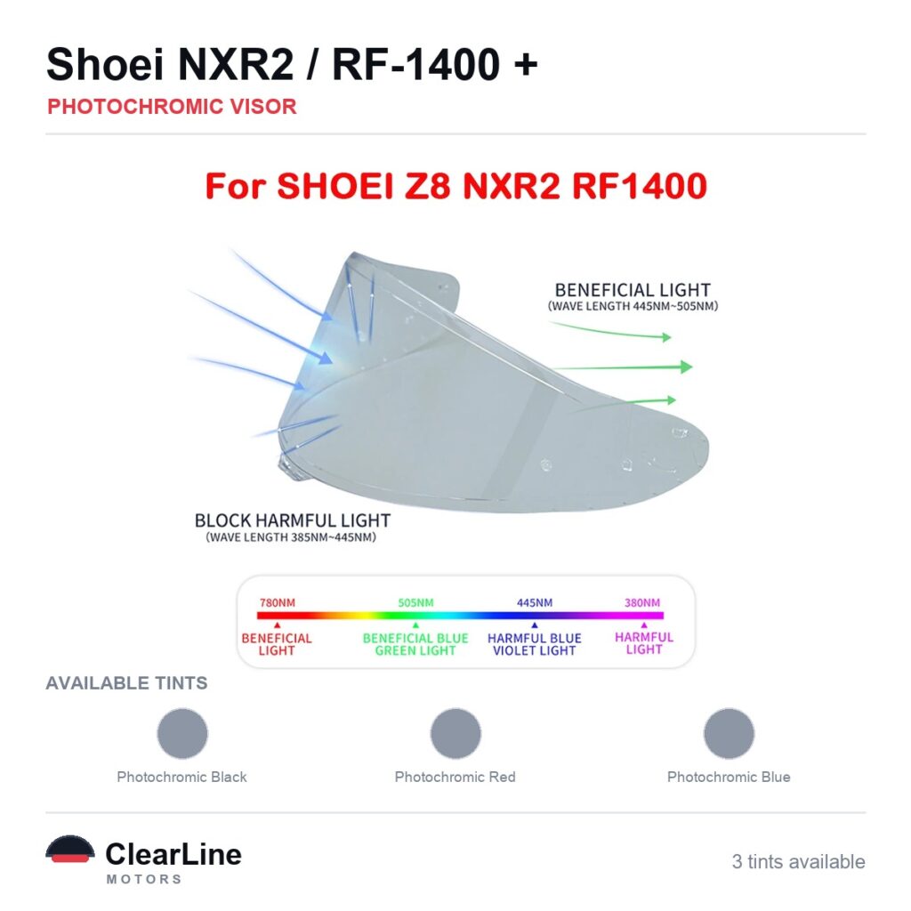 Shoei NXR2 / RF-1400 / X-15 / X-SPR Pro & more Photochromic Visor