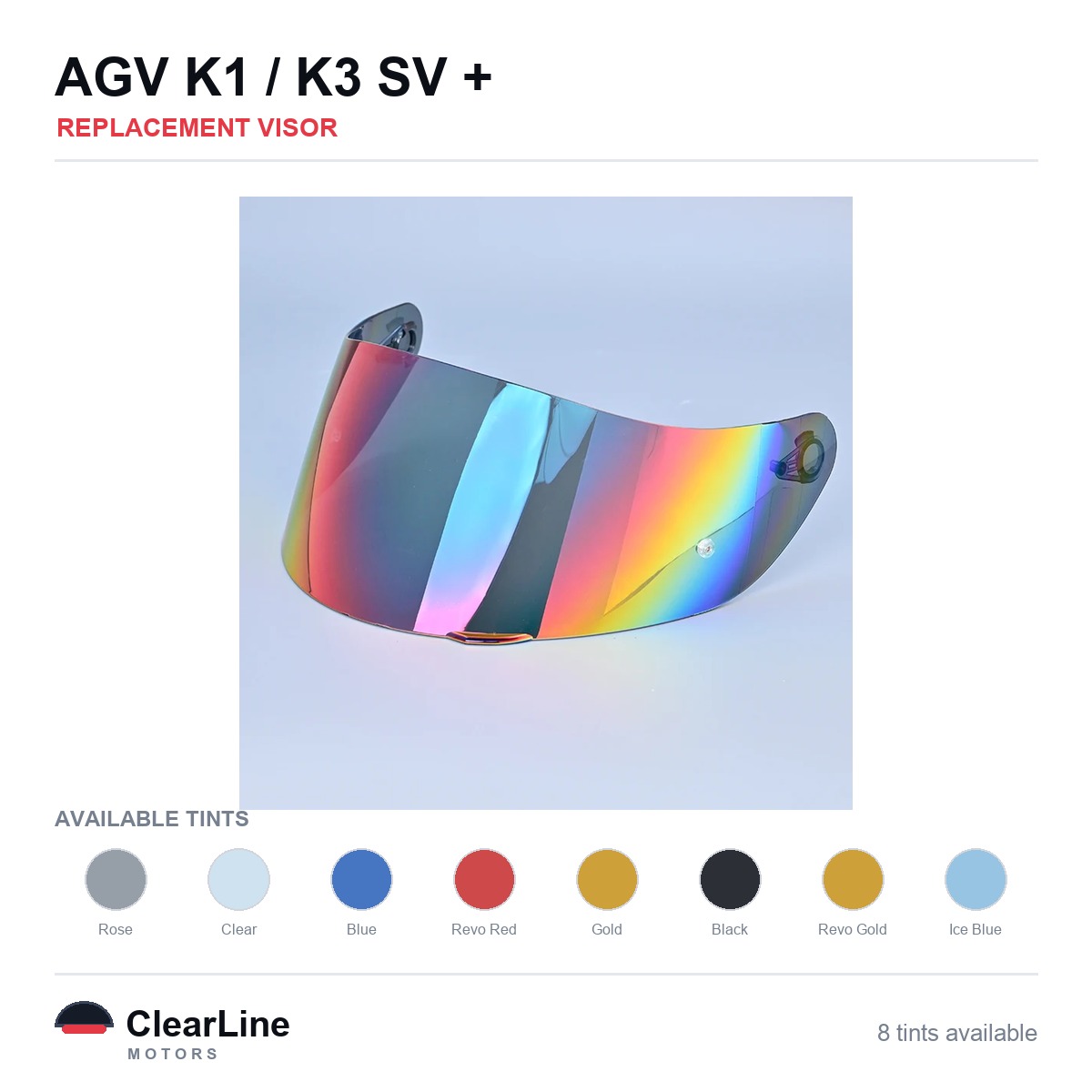 AGV K1 / K3 SV / K5 Replacement Visor — Iridium, Smoke, Clear Tints