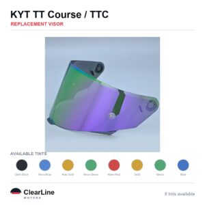KYT TT Course / TTC Replacement Visor — Iridium, Smoke, Clear Tints