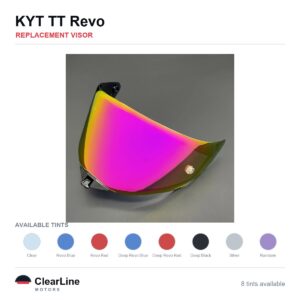 KYT TT Revo Replacement Visor — Iridium, Smoke, Clear Tints