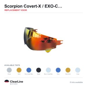 Scorpion Covert-X / EXO-Combat Evo / EXO-Combat Replacement Visor — Iridium, Smoke, Clear Tints