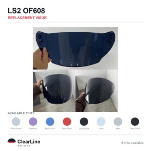 LS2 OF608 Replacement Visor — Iridium, Smoke, Clear Tints