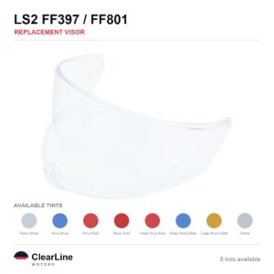 LS2 FF397 / FF801 Replacement Visor — Iridium, Smoke, Clear Tints