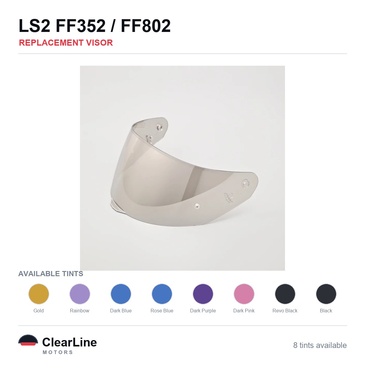 LS2 FF352 / FF802 Replacement Visor — Iridium, Smoke, Clear Tints