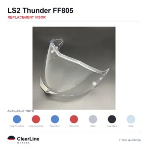 LS2 Thunder FF805 Replacement Visor — Iridium, Smoke, Clear Tints