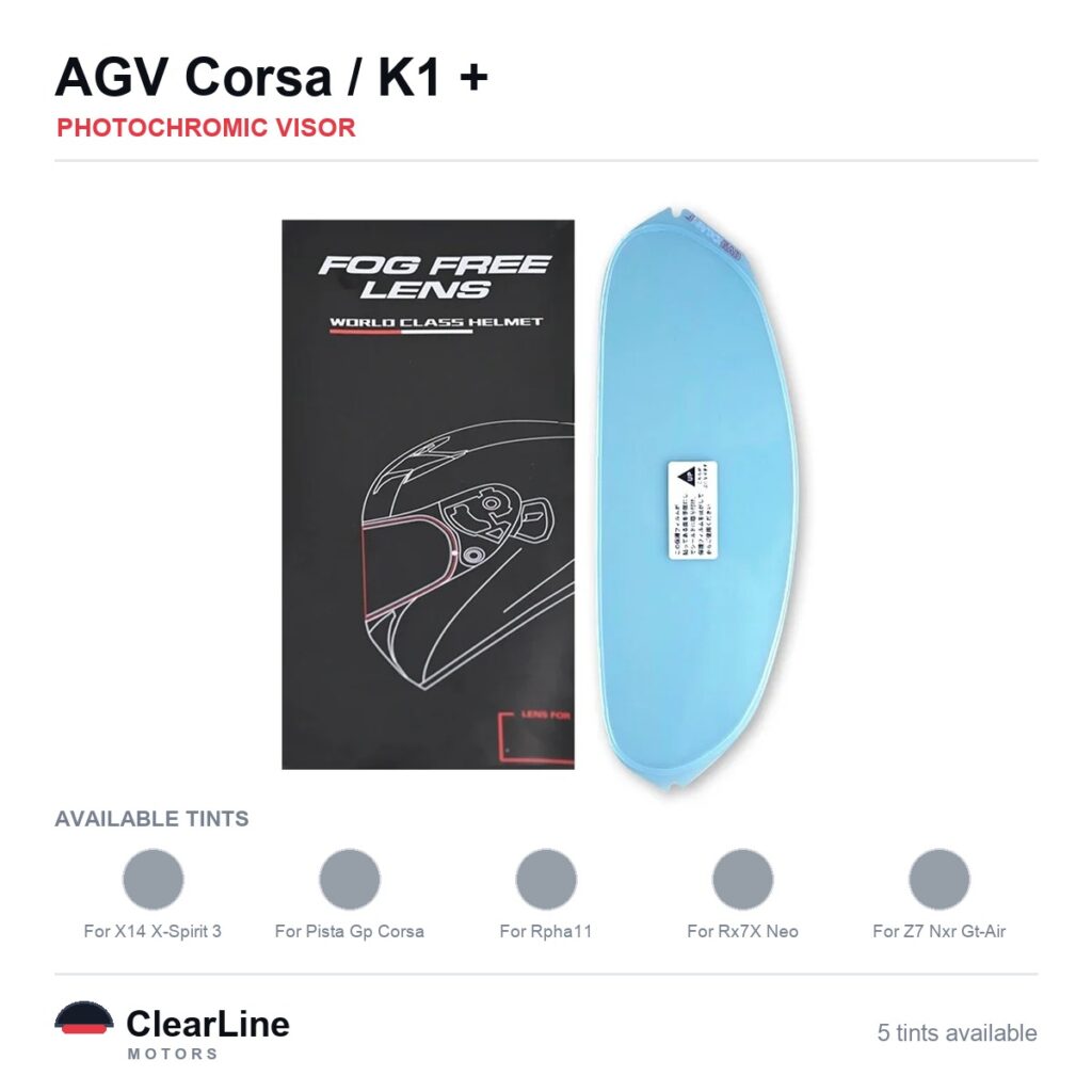 AGV Corsa / K1 / K3 SV / Arai RX-7X / HJC RPHA-11 & more Photochromic Anti-Fog Insert