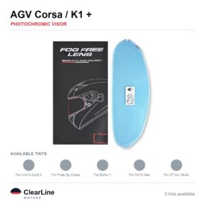 AGV Corsa / K1 / K3 SV / Arai RX-7X / HJC RPHA-11 & more Photochromic Anti-Fog Insert