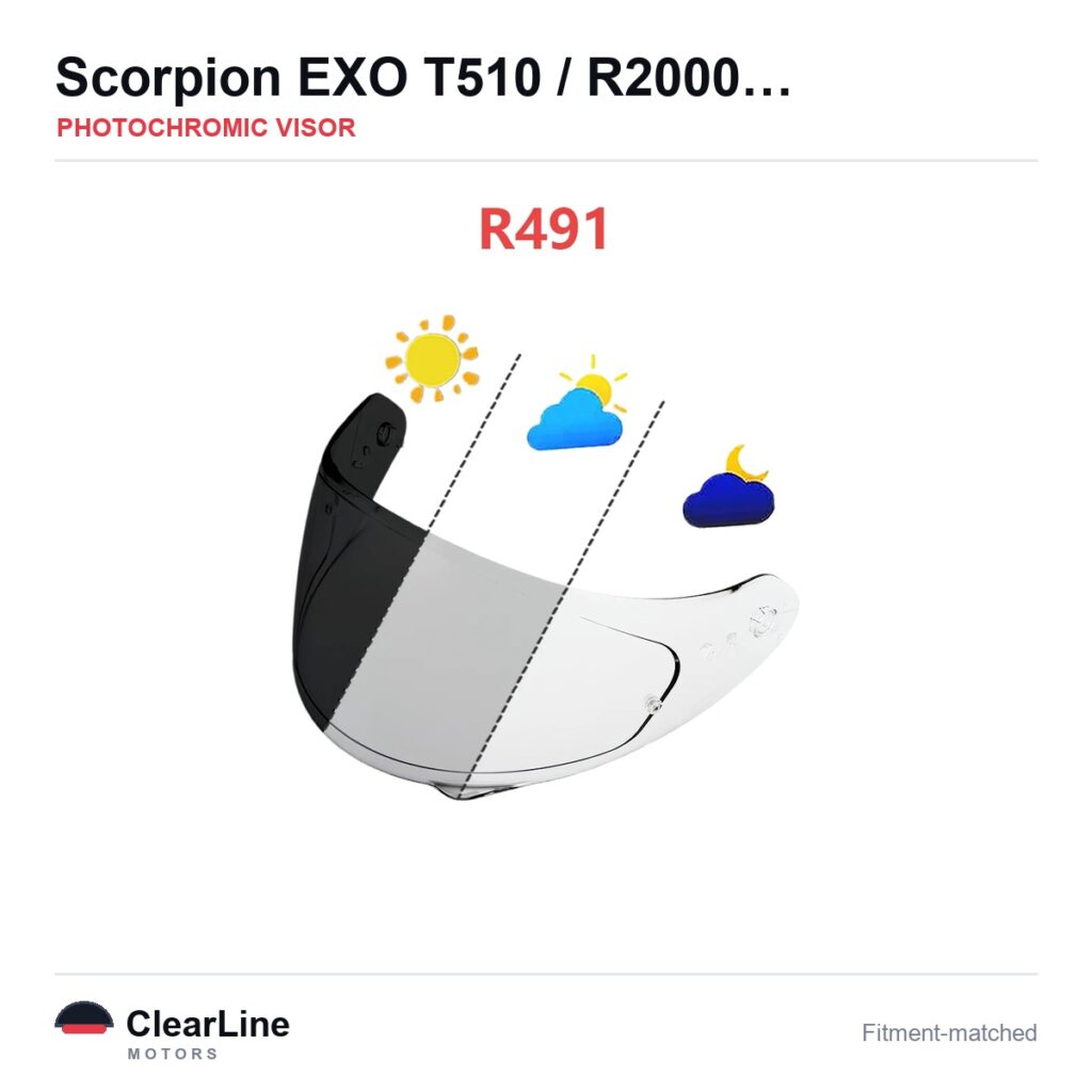 Scorpion EXO-T510 / R2000 / R320 / R410 & more Photochromic Visor