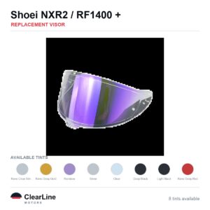 Shoei NXR2 / RF-1400 / Z-8 Replacement Visor — Iridium, Smoke, Clear Tints