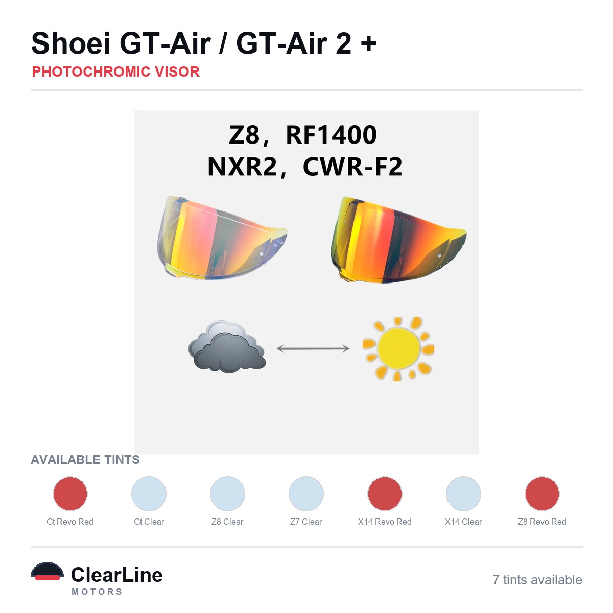 Shoei GT-Air II / GT-Air / Neotec / NXR & more Photochromic Visor