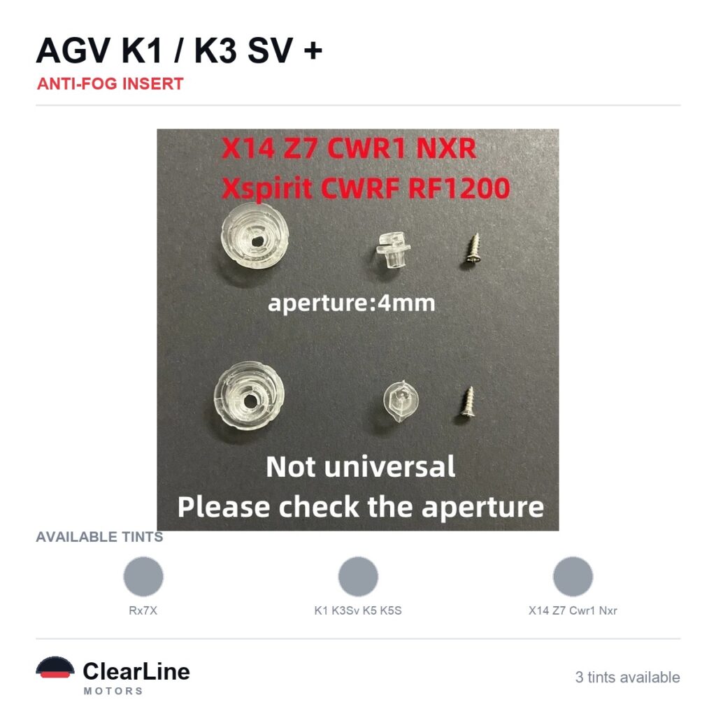 AGV K1 / K3 SV / Arai RX-7X / Shoei NXR & more Anti-Fog Insert
