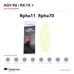 AGV K6 / Arai RX-7X / HJC C70 & more Anti-Fog Insert — Stops Visor Fogging