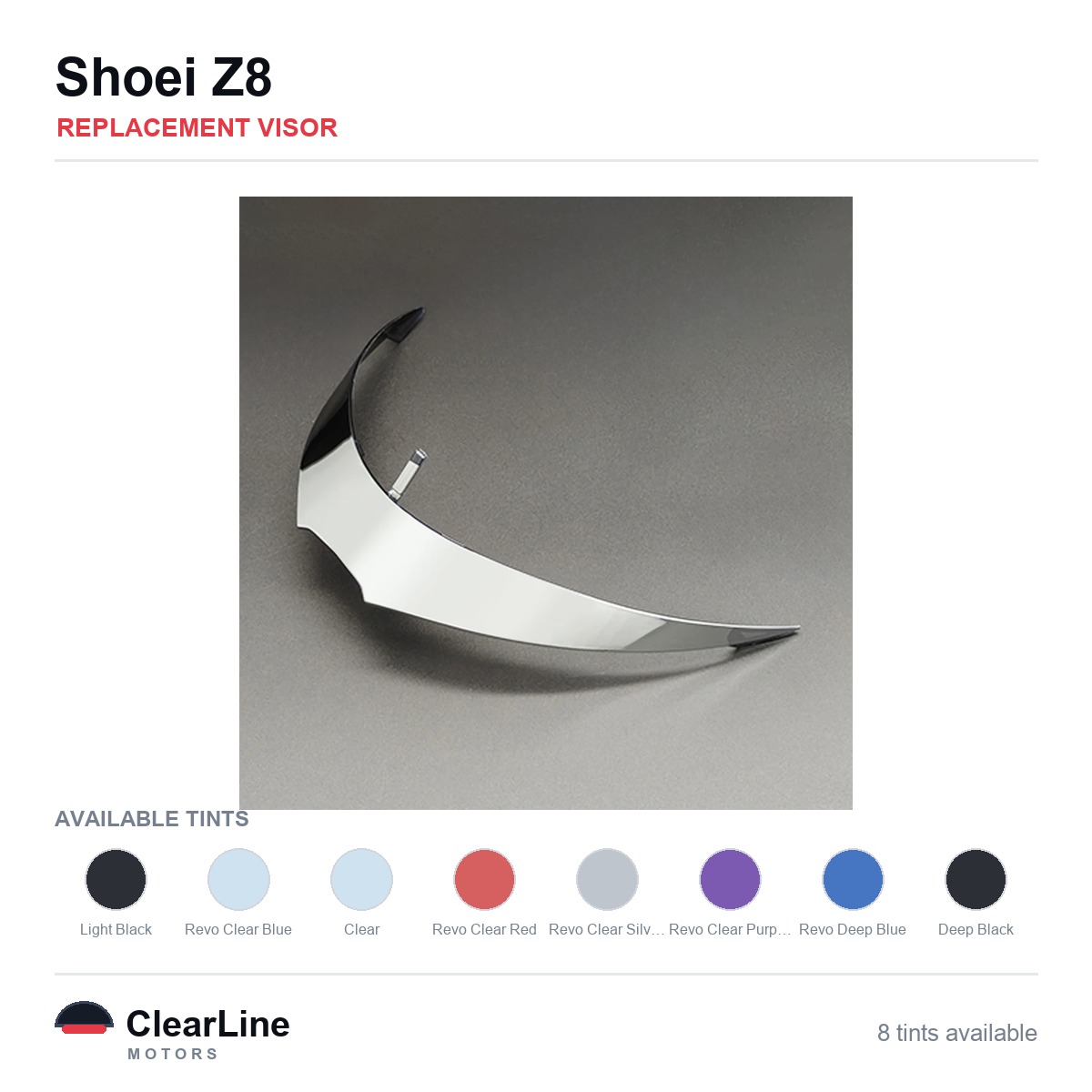 Shoei Z-8 Replacement Visor — Iridium, Smoke, Clear Tints