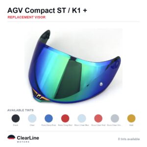 AGV Compact ST / K1 S / K1 / K3 SV & more Replacement Visor — Iridium, Smoke, Clear Tints