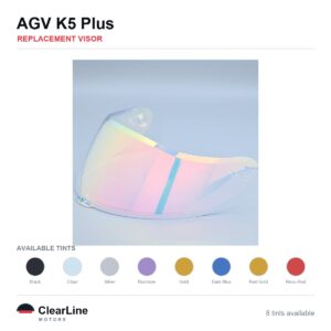 AGV K5 Plus Replacement Visor — Iridium, Smoke, Clear Tints