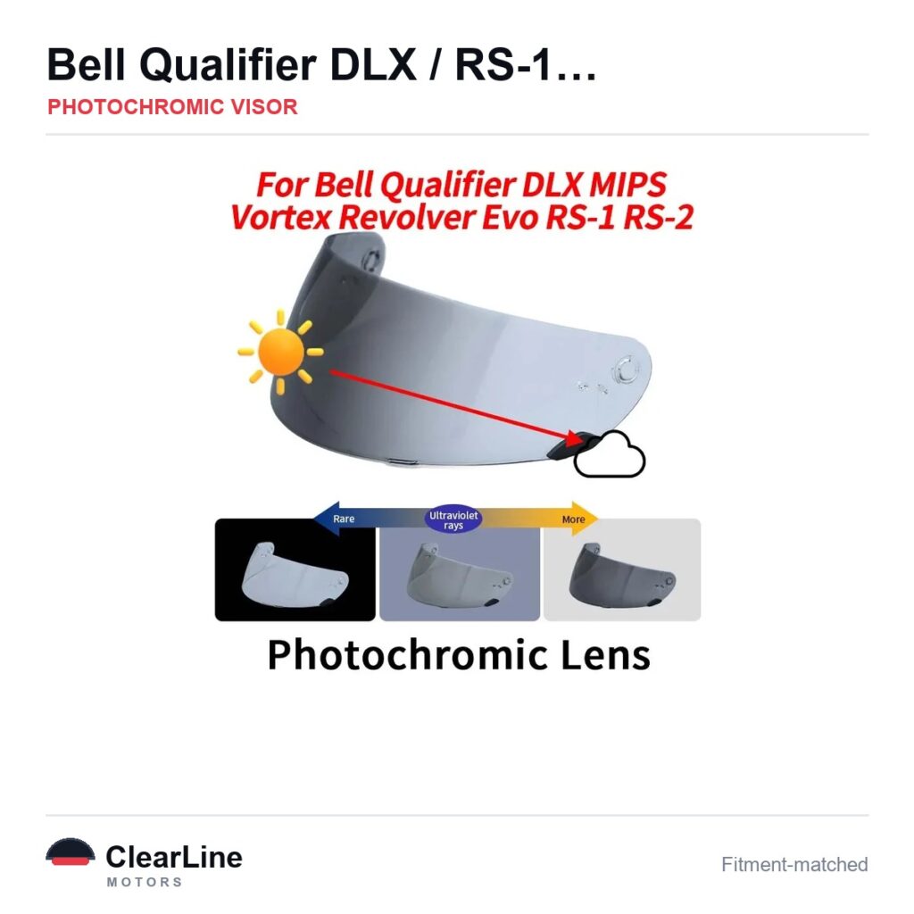 Bell Qualifier DLX / Revolver Evo / RS-1 / RS-2 & more Photochromic Visor