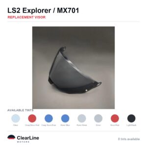 LS2 Explorer / MX-701 Replacement Visor — Iridium, Smoke, Clear Tints