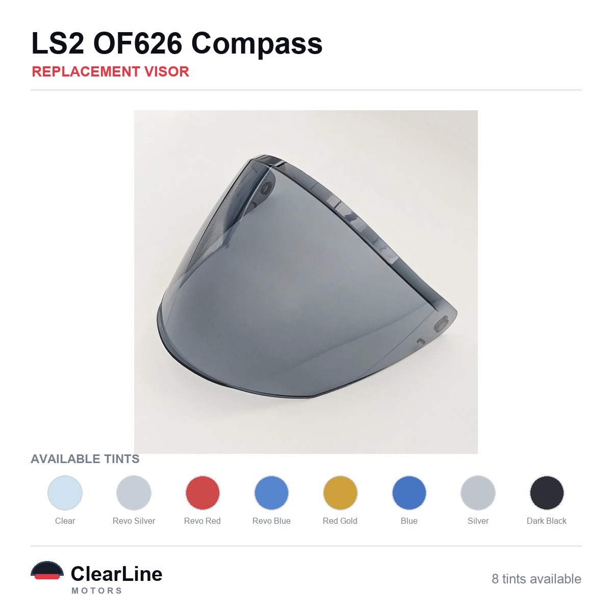 LS2 OF626 Compass Replacement Visor — Iridium, Smoke, Clear Tints
