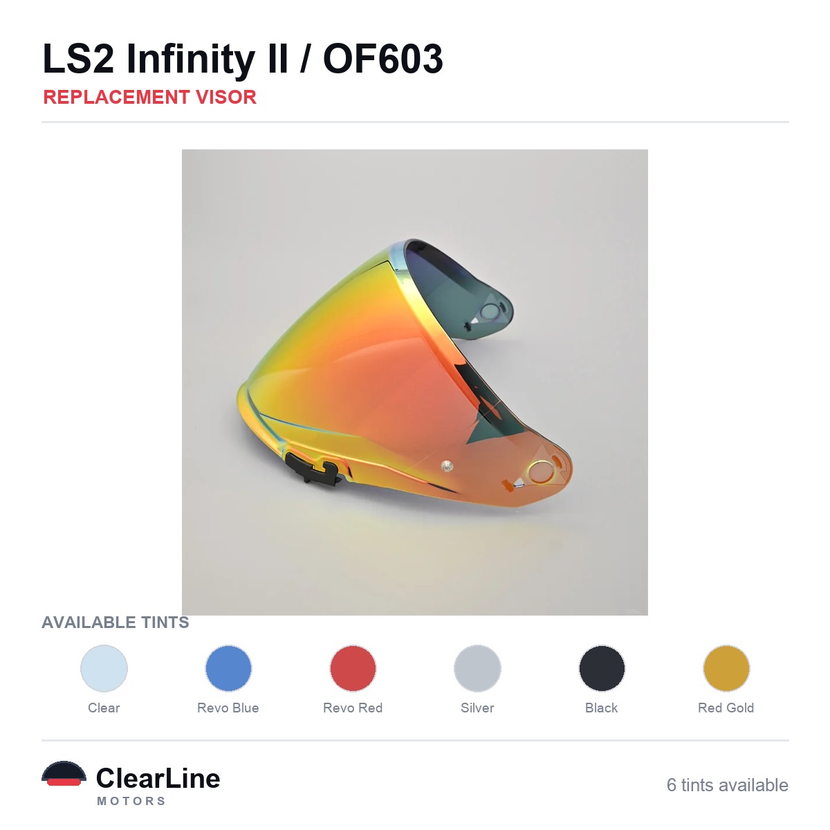 LS2 Infinity II / OF603 Replacement Visor — Iridium, Smoke, Clear Tints