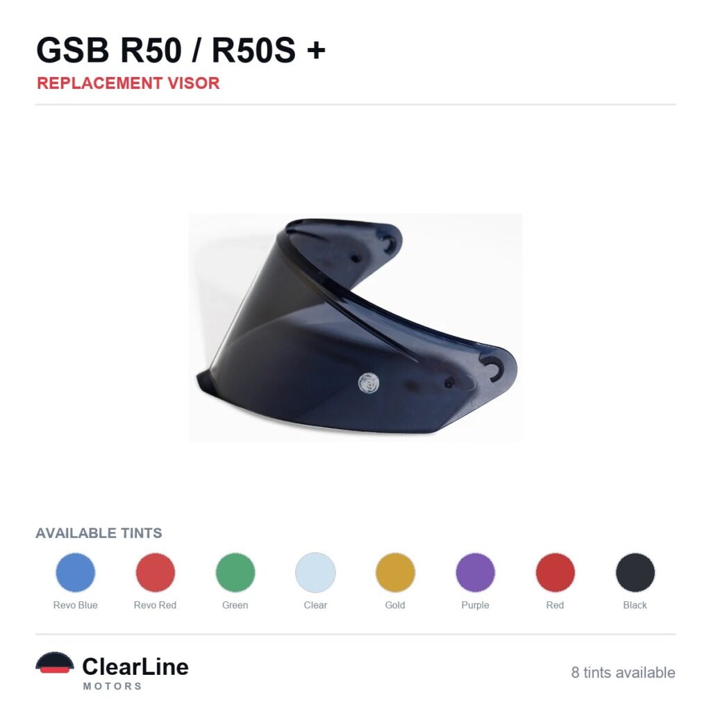 GSB R50 / R50S / S361 Replacement Visor — Iridium, Smoke, Clear Tints