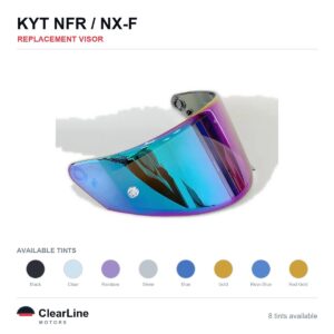 KYT NF-R / NX-F Replacement Visor — Iridium, Smoke, Clear Tints