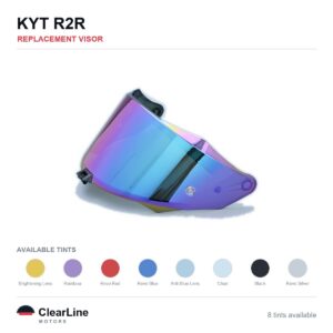 KYT R2R Replacement Visor — Smoke, Clear, Silver Tints