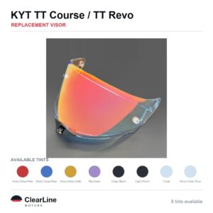KYT TT Course / TT Revo Replacement Visor — Iridium, Smoke, Clear Tints
