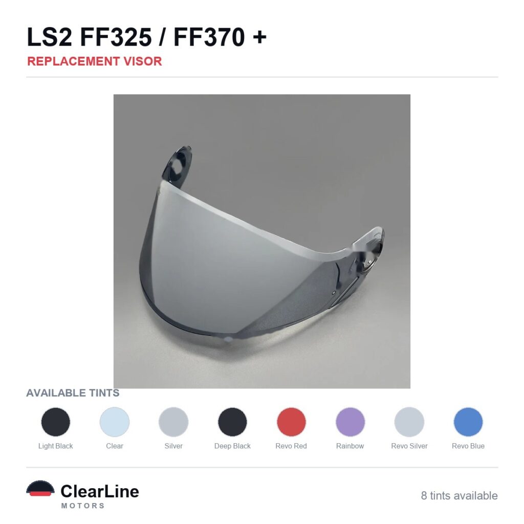 LS2 FF325 / FF370 / FF394 Replacement Visor — Iridium, Smoke, Clear Tints