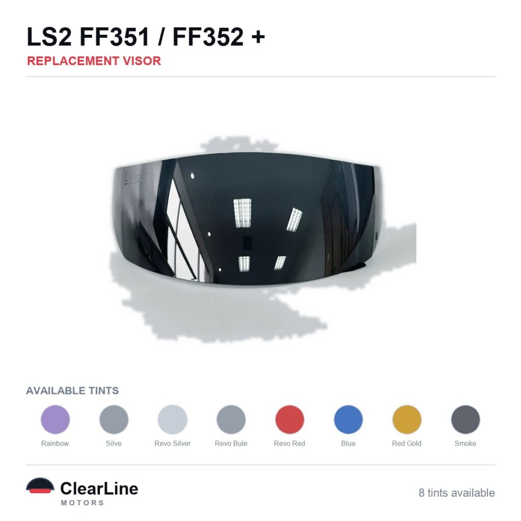LS2 FF351 / FF352 / FF369 / FF384 Replacement Visor — Iridium, Smoke, Clear Tints