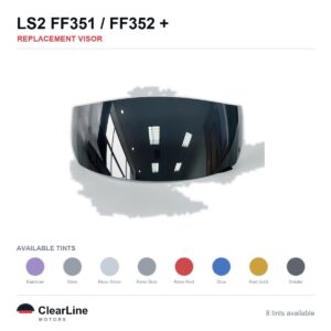LS2 FF351 / FF352 / FF369 / FF384 Replacement Visor — Iridium, Smoke, Clear Tints