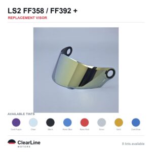 LS2 FF358 / FF392 / FF396 Replacement Visor — Iridium, Smoke, Clear Tints