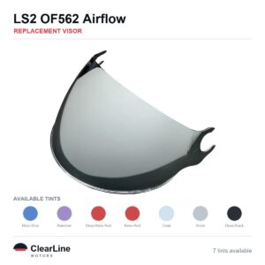 LS2 OF562 Airflow Replacement Visor — Iridium, Smoke, Clear Tints