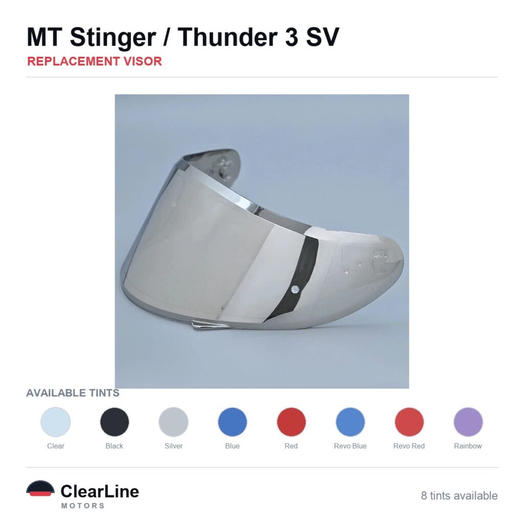MT Stinger / Thunder 3 SV Replacement Visor — Iridium, Smoke, Clear Tints