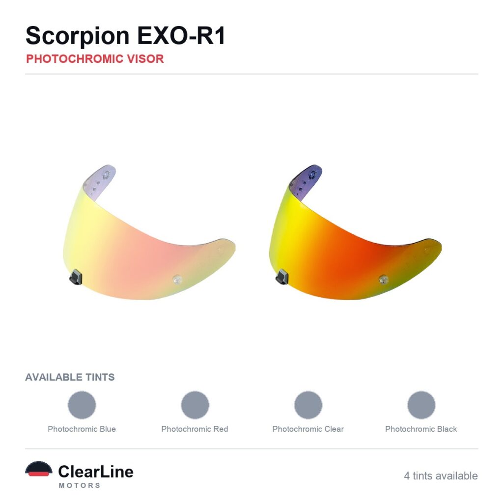 Scorpion EXO-R1 Photochromic Visor — Auto-Tint Day & Night