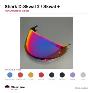 Shark D-Skwal 2 / Skwal / Spartan Carbon Replacement Visor — Iridium, Smoke, Clear Tints
