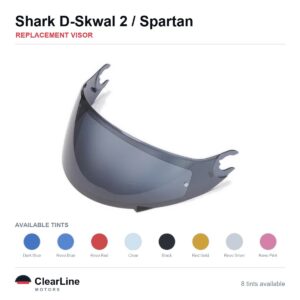 Shark D-Skwal 2 / Spartan Replacement Visor — Iridium, Smoke, Clear Tints