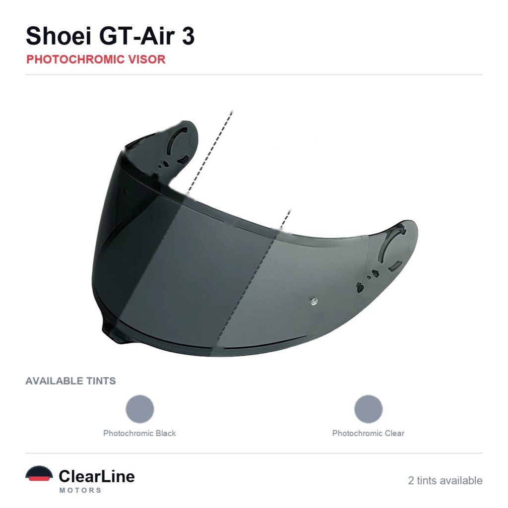 Shoei GT-Air 3 Photochromic Visor — Auto-Tint Day & Night