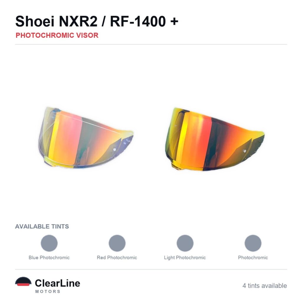 Shoei NXR2 / RF-1400 / X-Fifteen / X-SPR Pro & more Photochromic Visor — Auto-Tint Day & Night